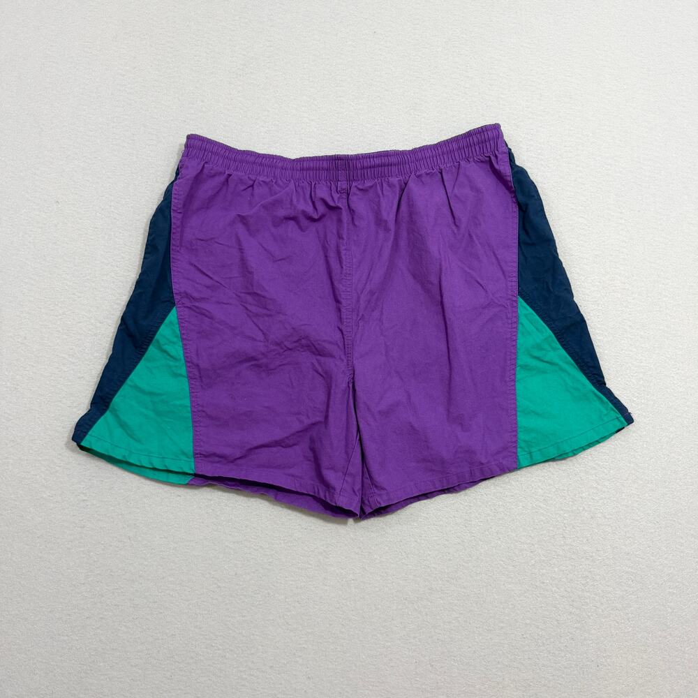 Vintage Pipeline Colorblock Swim Trunks Men's Large Purple Teal 90s Summer